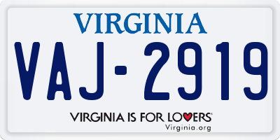 VA license plate VAJ2919