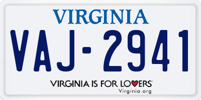 VA license plate VAJ2941