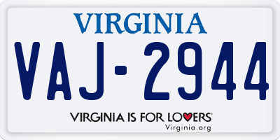 VA license plate VAJ2944