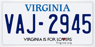 VA license plate VAJ2945