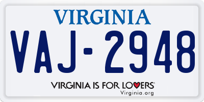 VA license plate VAJ2948