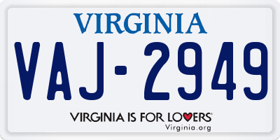 VA license plate VAJ2949