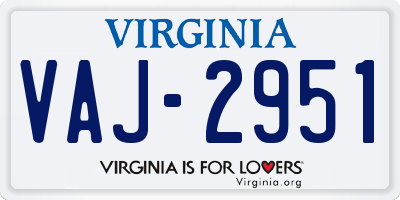 VA license plate VAJ2951