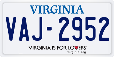 VA license plate VAJ2952