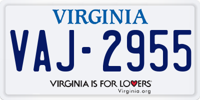 VA license plate VAJ2955