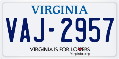 VA license plate VAJ2957