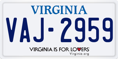 VA license plate VAJ2959