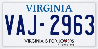 VA license plate VAJ2963