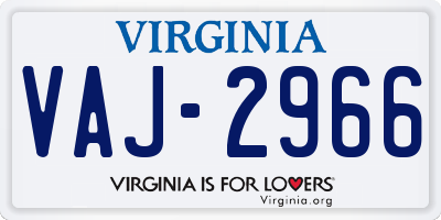 VA license plate VAJ2966