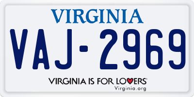 VA license plate VAJ2969