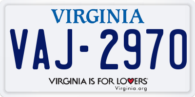 VA license plate VAJ2970