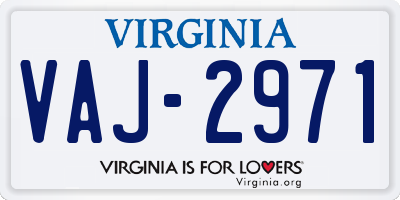 VA license plate VAJ2971