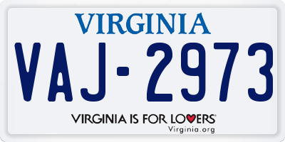 VA license plate VAJ2973