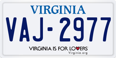 VA license plate VAJ2977