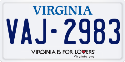 VA license plate VAJ2983
