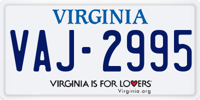 VA license plate VAJ2995