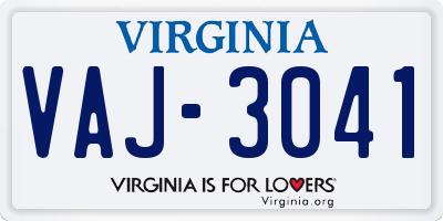 VA license plate VAJ3041