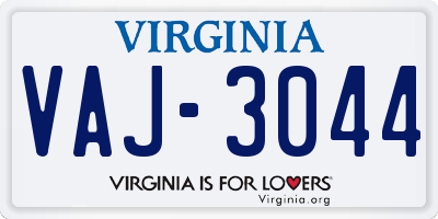 VA license plate VAJ3044