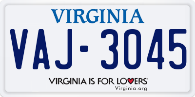 VA license plate VAJ3045