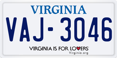 VA license plate VAJ3046