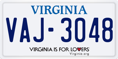 VA license plate VAJ3048