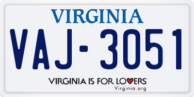 VA license plate VAJ3051