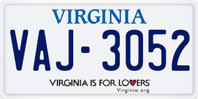 VA license plate VAJ3052