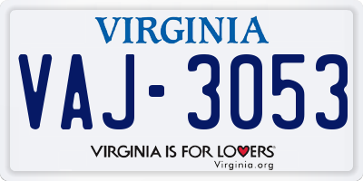 VA license plate VAJ3053