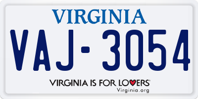 VA license plate VAJ3054