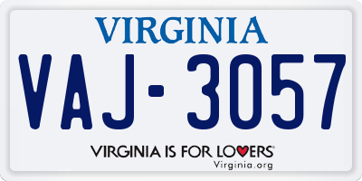 VA license plate VAJ3057
