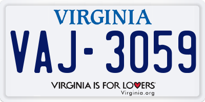 VA license plate VAJ3059