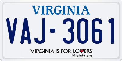 VA license plate VAJ3061
