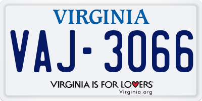 VA license plate VAJ3066