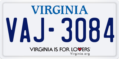 VA license plate VAJ3084