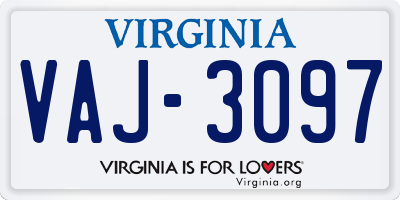 VA license plate VAJ3097