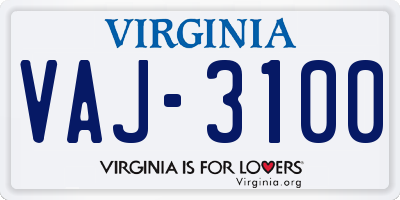 VA license plate VAJ3100
