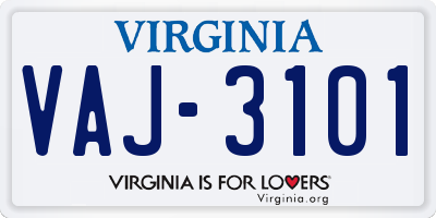 VA license plate VAJ3101