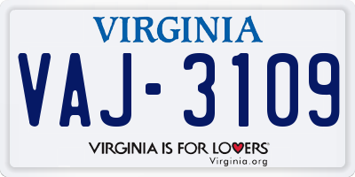 VA license plate VAJ3109