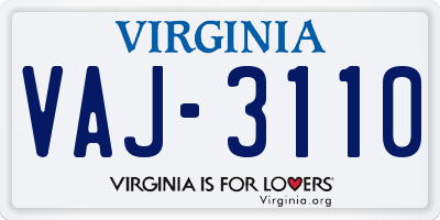VA license plate VAJ3110