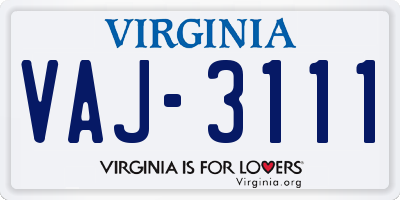 VA license plate VAJ3111