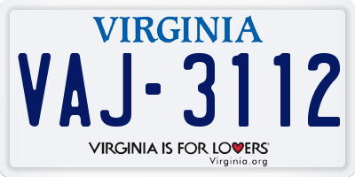 VA license plate VAJ3112