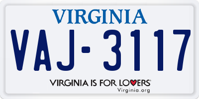 VA license plate VAJ3117