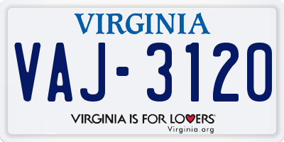 VA license plate VAJ3120