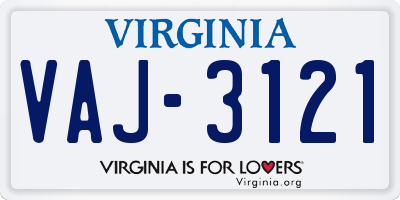 VA license plate VAJ3121
