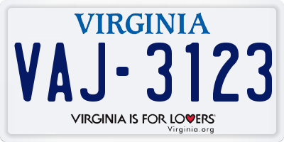 VA license plate VAJ3123