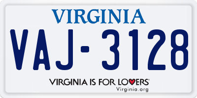 VA license plate VAJ3128