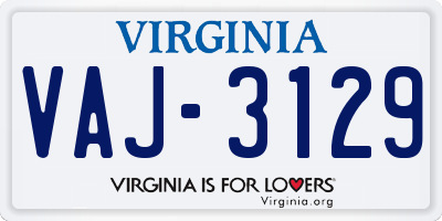 VA license plate VAJ3129