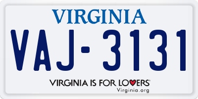 VA license plate VAJ3131