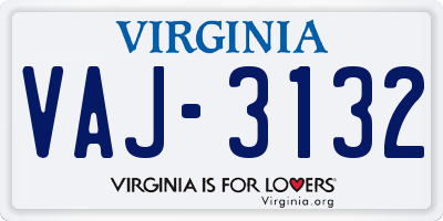 VA license plate VAJ3132