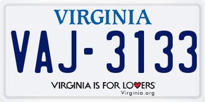 VA license plate VAJ3133